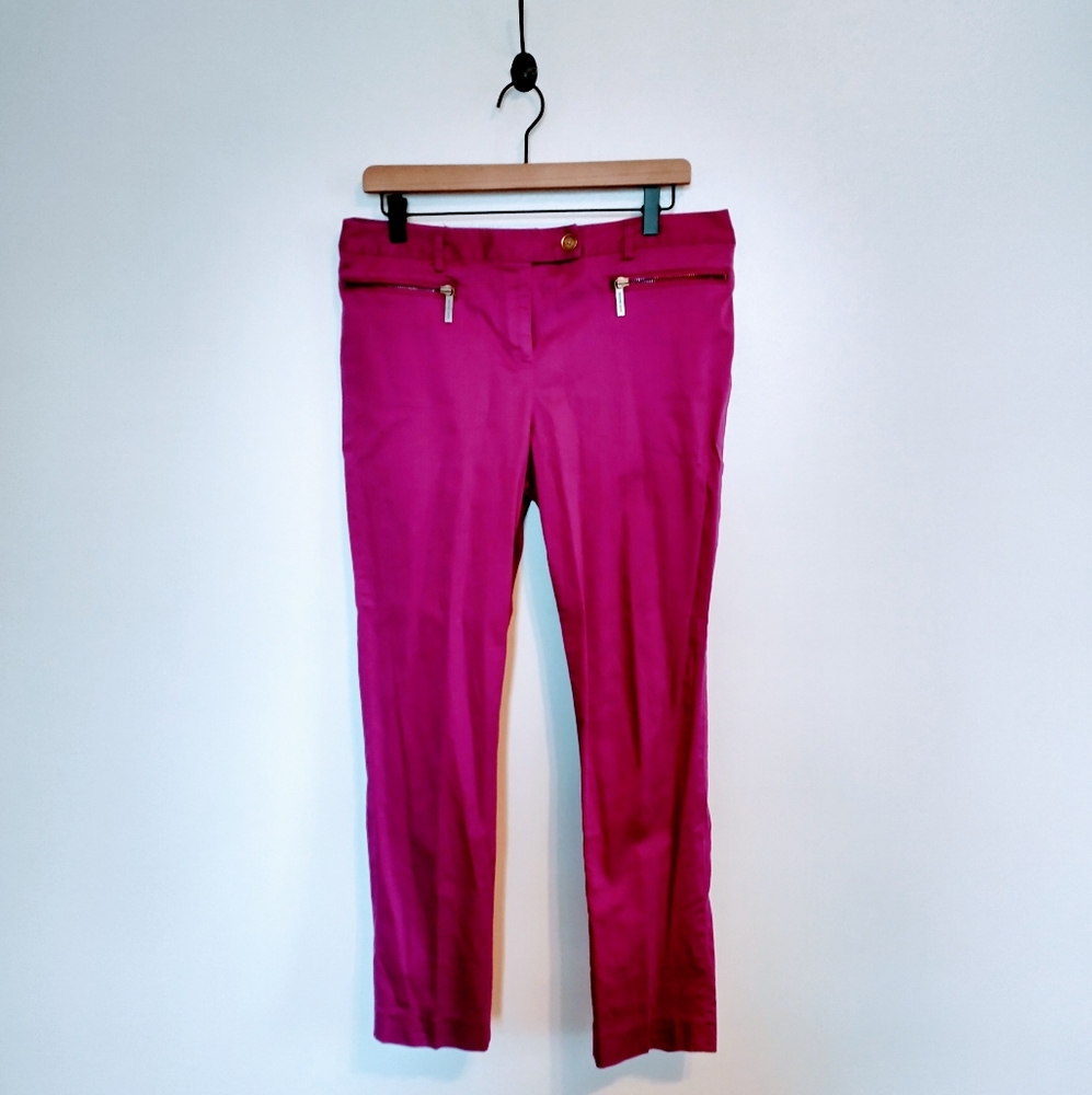 Micheal Kors purple dress pants with front button and zippered front pockets siz